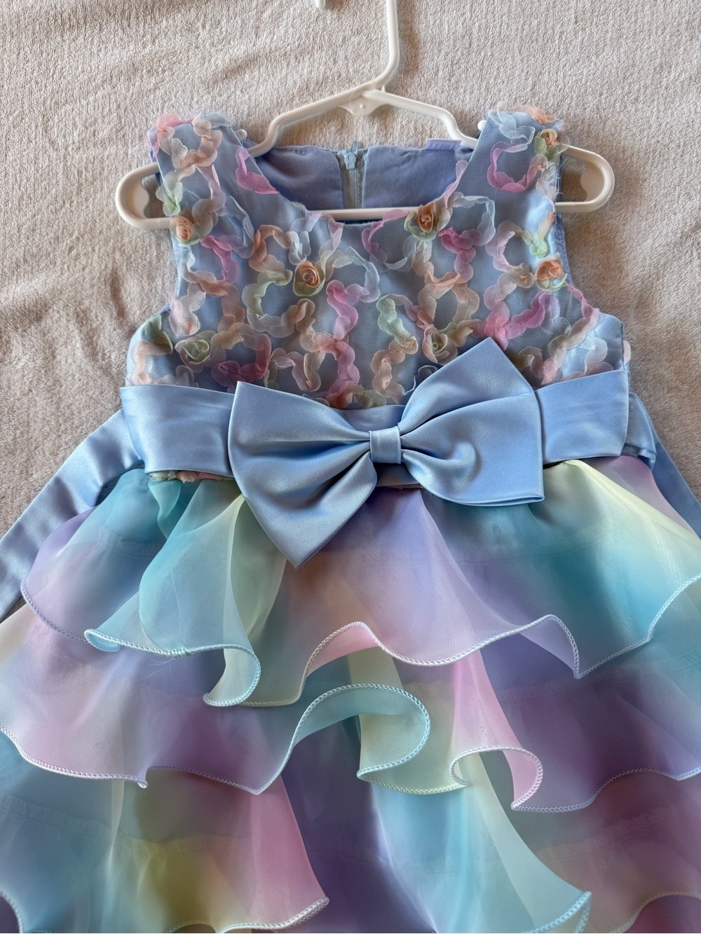 SHEIN Pastel Ruffle Bow Party Dress for Girls - Blue, Pink, Lavender Size 110 4T - Picture 4 of 11